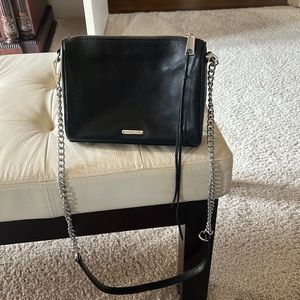 Rebecca Minkhoff Black Leather Crossbody with detachable heavy hardware